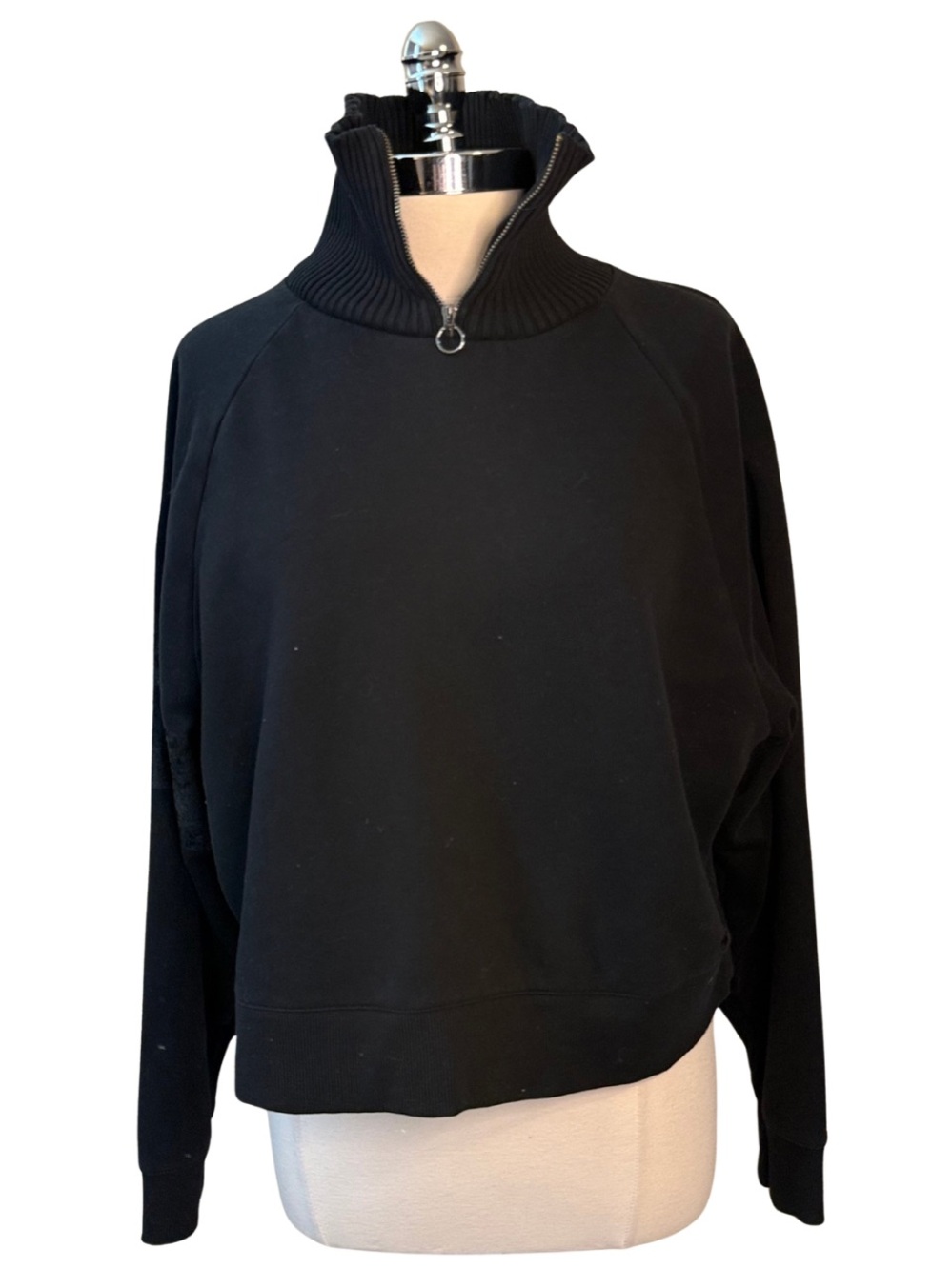 CALVIN KLEIN JEANS Black Sweatshirt Size Late Quarter-Zip Ribbed Funnel Neck